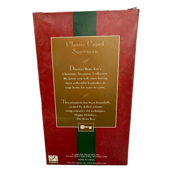 VTG Christmas Ornament,Brass Key,Hand-Crafted Glass,Classic Woodsman Snowmen - Picture 4 of 6